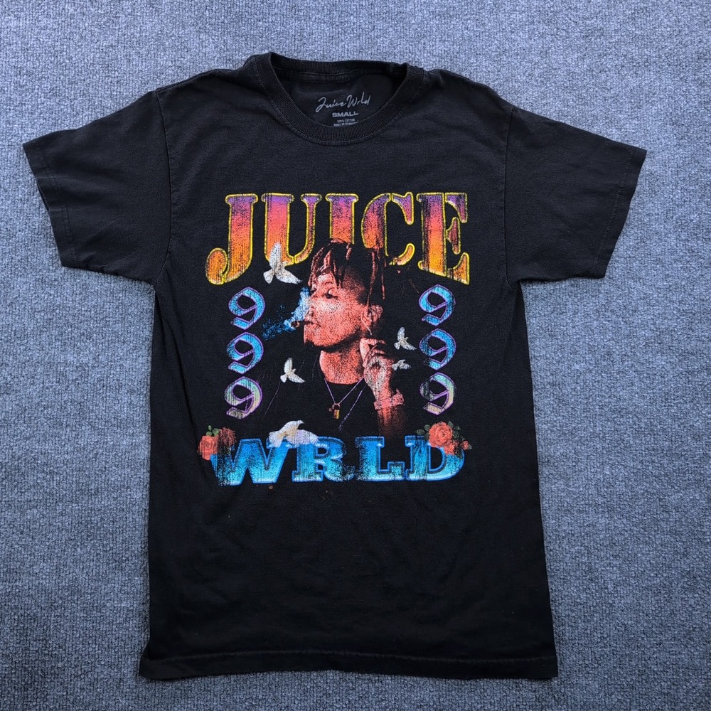 Juice WRLD 999 Graphic Shirt Small Black Rap Tee Doves Roses Streetwear Hip Hop